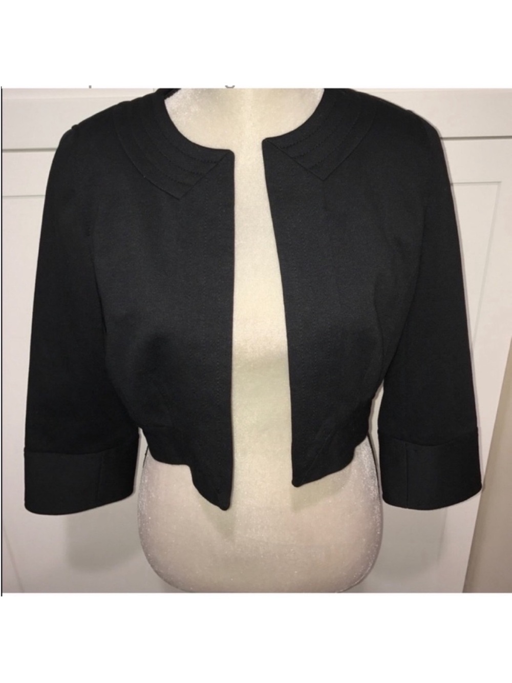 LOFT Black Cropped Open-Front Blazer Jacket